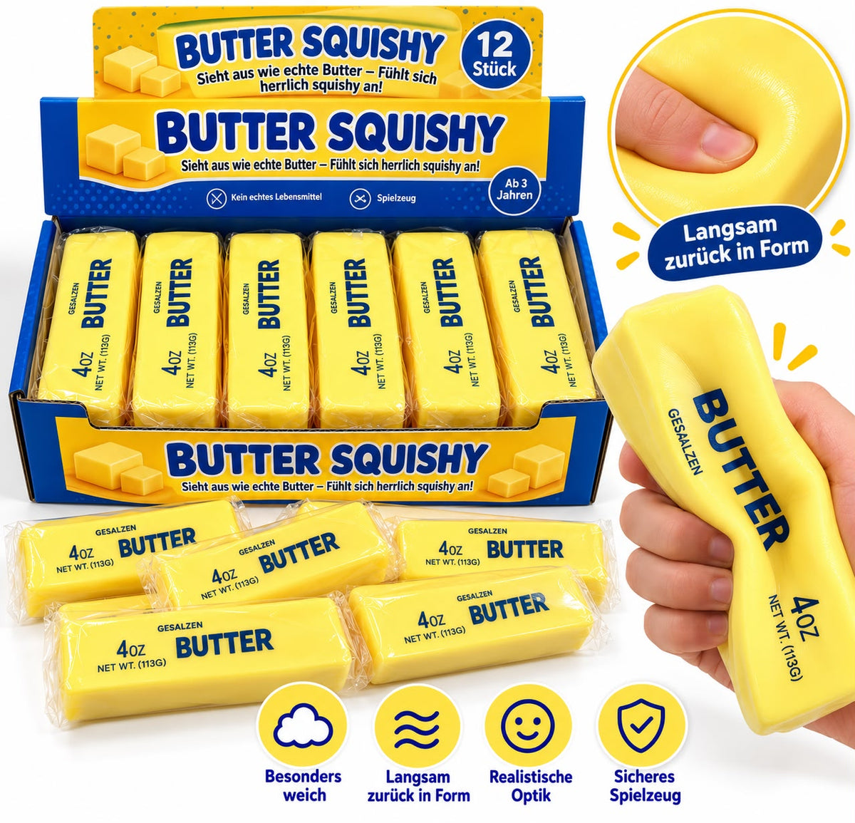 Butter Squishy wird zusammengedrückt